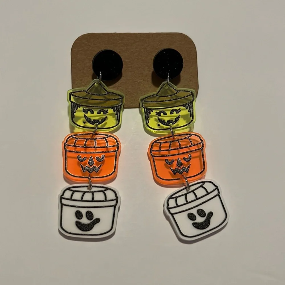 Halloween Pail Dangle Earrings